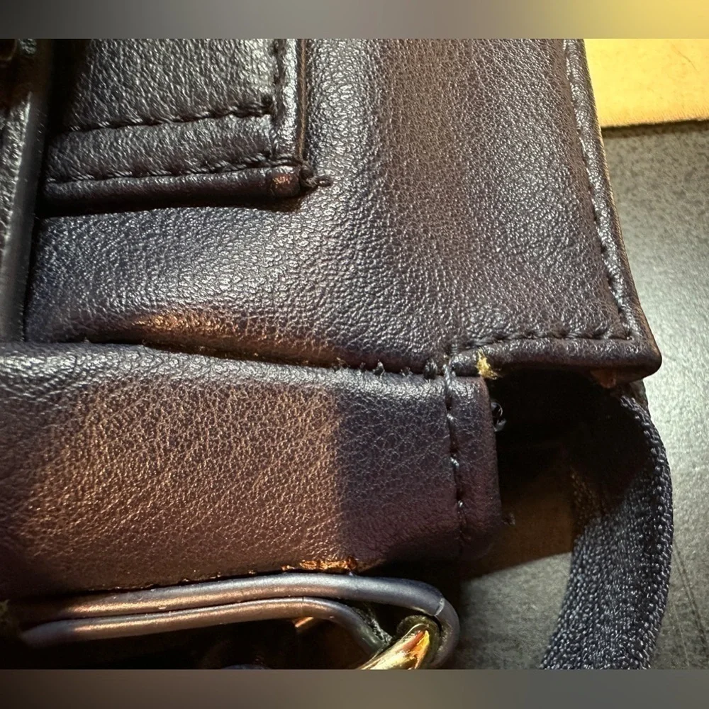 Tommy Hilfiger Navy Blue Faux Leather Small Shoulder Bag